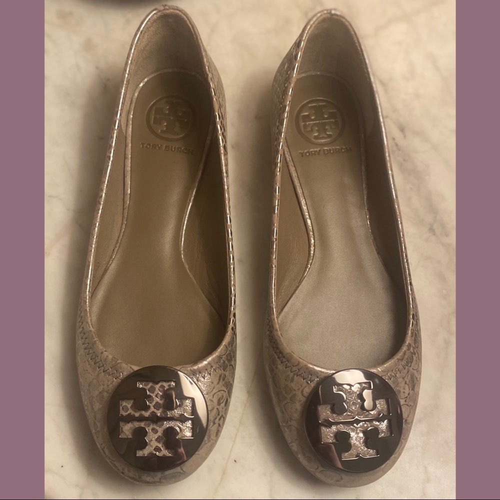 TORY BURCH REVA SNAKESKIN BALLET FLATS SZ 6.5 *NEVER BEEN WORN*